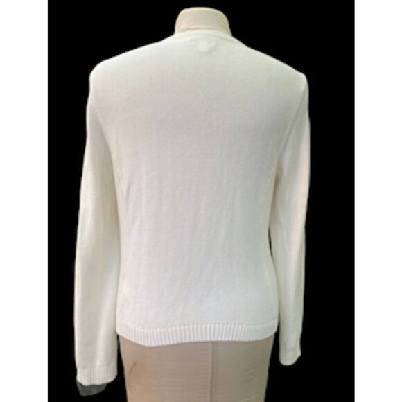 Croft & Barrow Quilted Sweater/Jacket Winter White Sz. L Full Zip - Picture 5 of 14